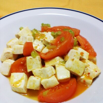 ソースで気軽に麻婆豆腐できるのが嬉しいですね。
トマトも以外に相性良くておいしかったです。